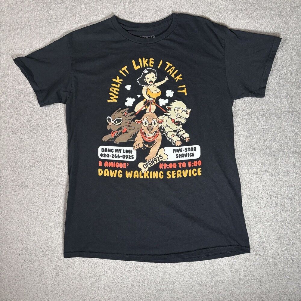 Open 925 T Shirt Men’s Size‎ Medium Dawg Walker Graphic Print Funny Black Tee